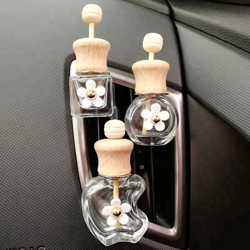 

New Design Flower Shape Glass Air Outlet Empty Bottle Car Vent Perfume Bottle