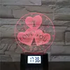 Best Valentine's Day Gifts I Love You Alarm Clock 3D Night Light Table Decor Optical Illusion Lamp With Get Up Reminder