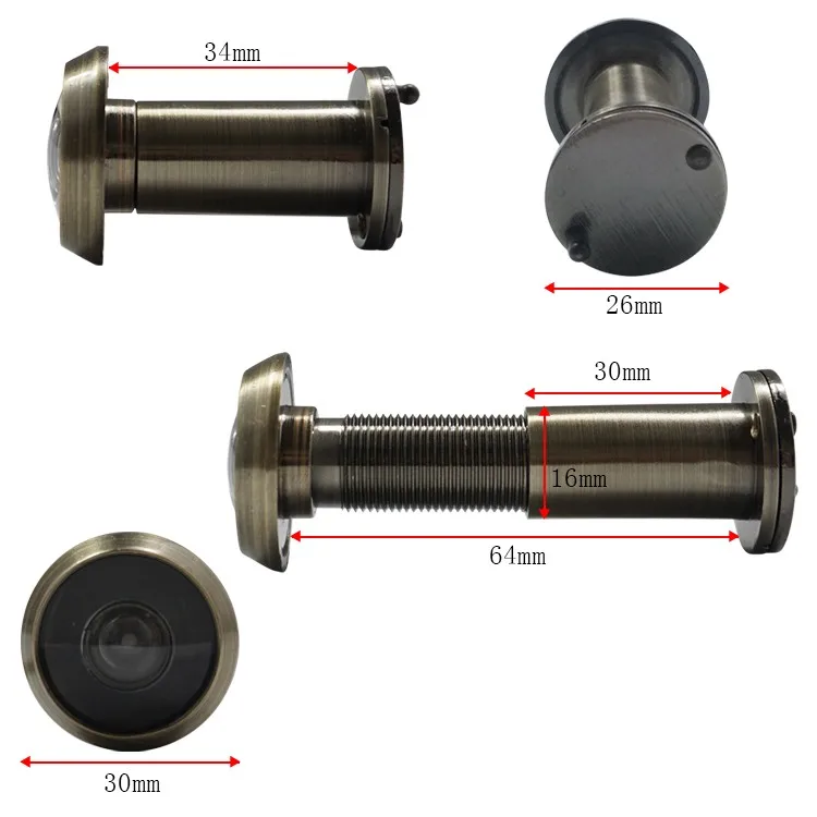 Dv08 200 Degree Door Viewer Peephole Zinc Alloy Door Viewer With Back