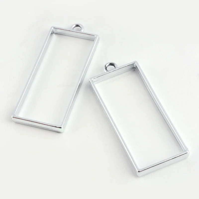 

PandaHall Rack Plating Alloy Rectangle Open Back Bezel Pendant, Color