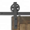Black Wheel Matte Carbon Steel Sliding Barn Door Hardware Track Kit