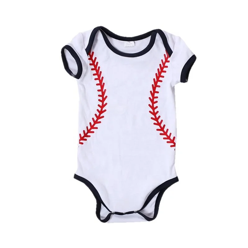 

Latest short sleeves cotton baby bodysuit baseball clothing baby rompers, As picture