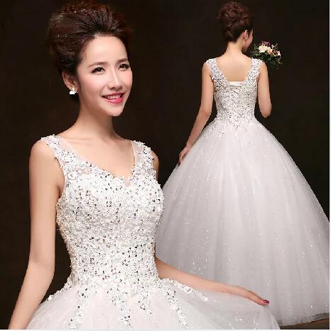 2016 New Korean Style Vintage Belt Lace Wedding Dress Sexy Plus Size Robe de Mariage Princesse