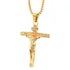wholesale vintage stainless steel chain men gold plated cross jesus necklace religion personalize pendant jewelry necklaces