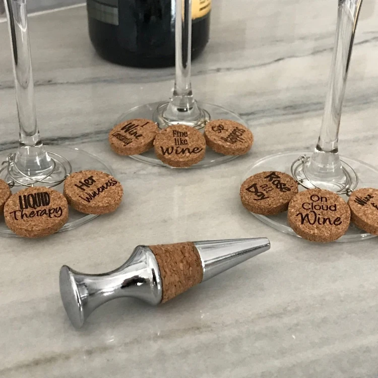 Cheap Wholesale Best Selling On Amazon Cork Wine Glass Charm Set With ...