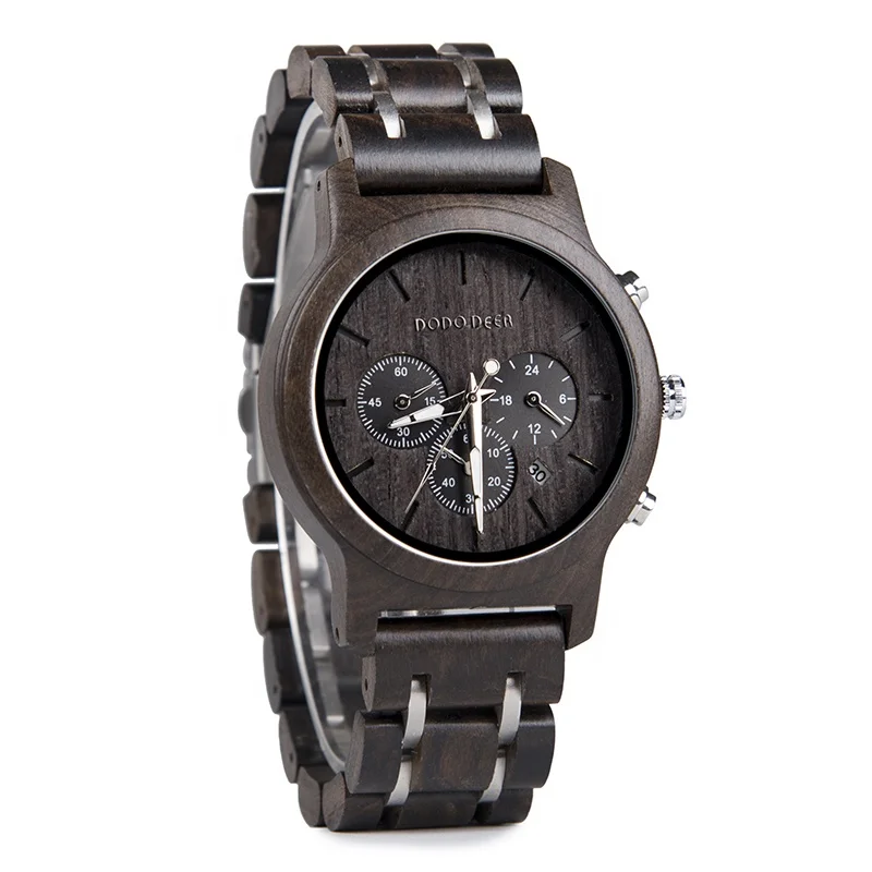 

2019 DODO DEER Luxury Fashion Handcraft Wood Watch OEM For Men Chrono Stopwatch Handmade OEM Your Logo Auto Calendar Wristwatch