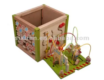 kids wooden activity cube