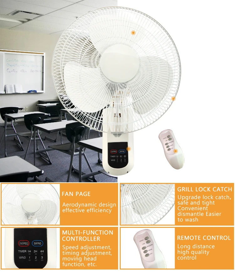 National Modern Indoor Wall Fan 3 As Blade Abs Material Soundless