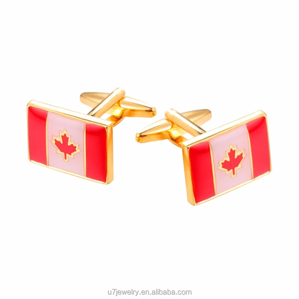 

with box, maple leaf cufflinks , canada flag cufflinks for mens, Gold/silver color