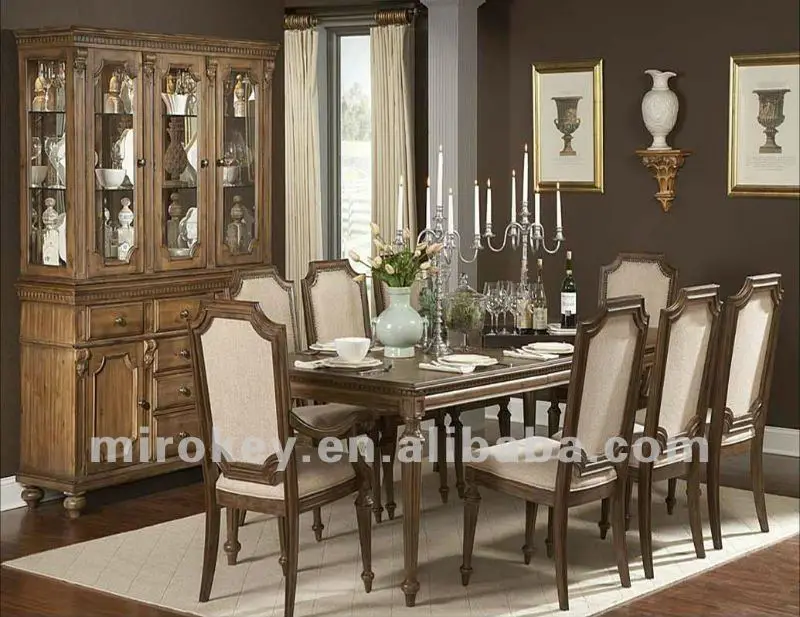 Antiguos de madera juego de comedor, mesa de comedor, silla de ...