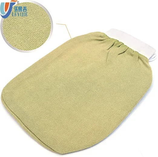 

High Quality 200D Double Viscose Exfoliating Body Scrub Gloves Shower Bath Mitt Loofah Skin Massage Sponge Spa Gloves, Dark khaki
