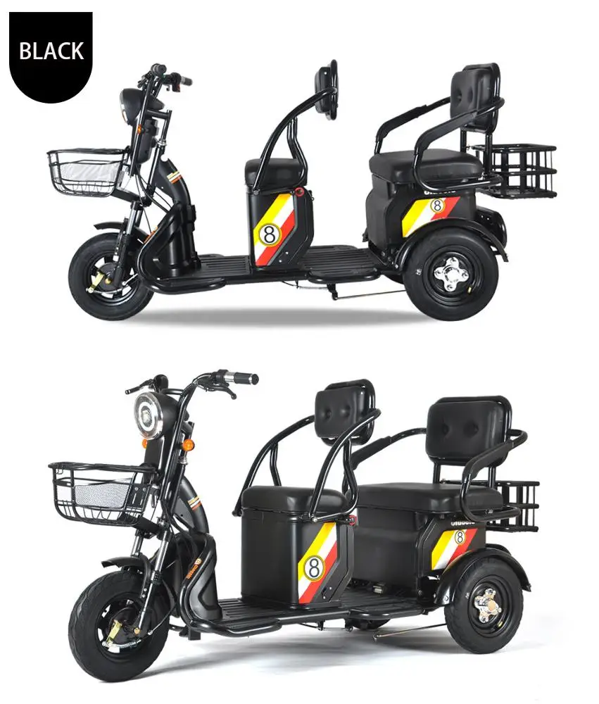 500w Electric Elderly Tandem Tricycle For Adults Adults Leisure