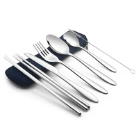 

Eco-Friendly Portable Utensils Silverware 7 Piece Cutlery Set For Traveling Camping Picnic Working Hiking