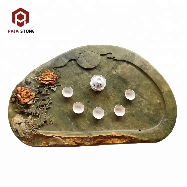 

Manufacture Hand Carve Chinese Custom Stone Tea Tray, Green
