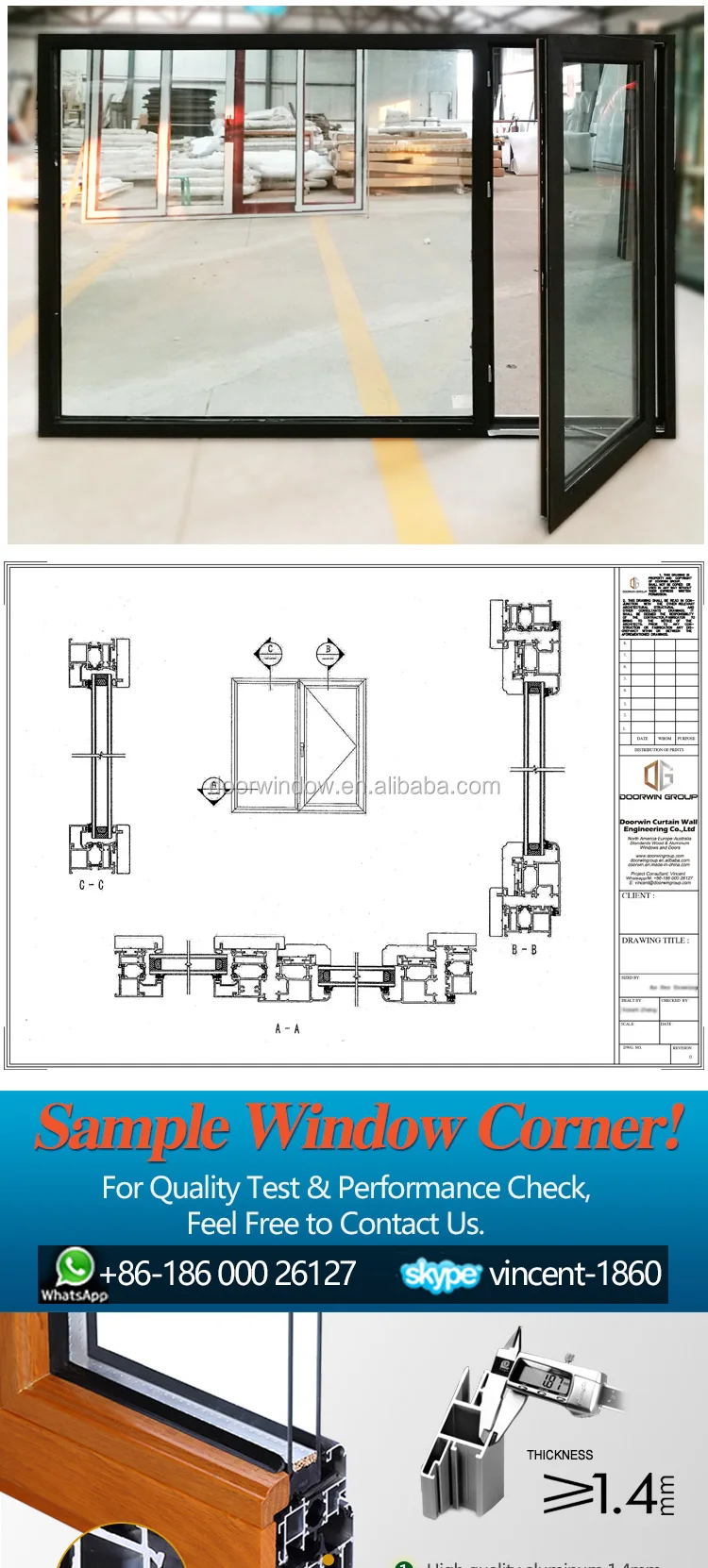 China factory supplied top quality commercial door window inserts building windows aluminium