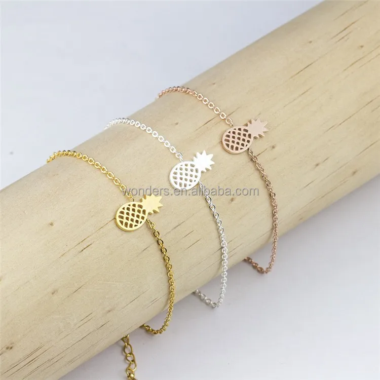 

Stainless Steel Pineapple Bracelet Jewelry Gold Plated Women Summer Accessories