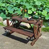 Solid Pine Wood Picnic Table w/ Attached Bench Seat Garden Backyard Outdoor
