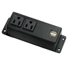 surface mouted office US dual power outlets strip Black color with USB ports