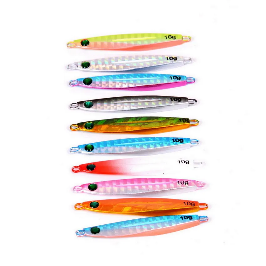 

10Pcs/Pack Saltwater Fishing Casting Metal Jig Shore and Boat Jigging Lure Bait 5.5cm/10g, N/a