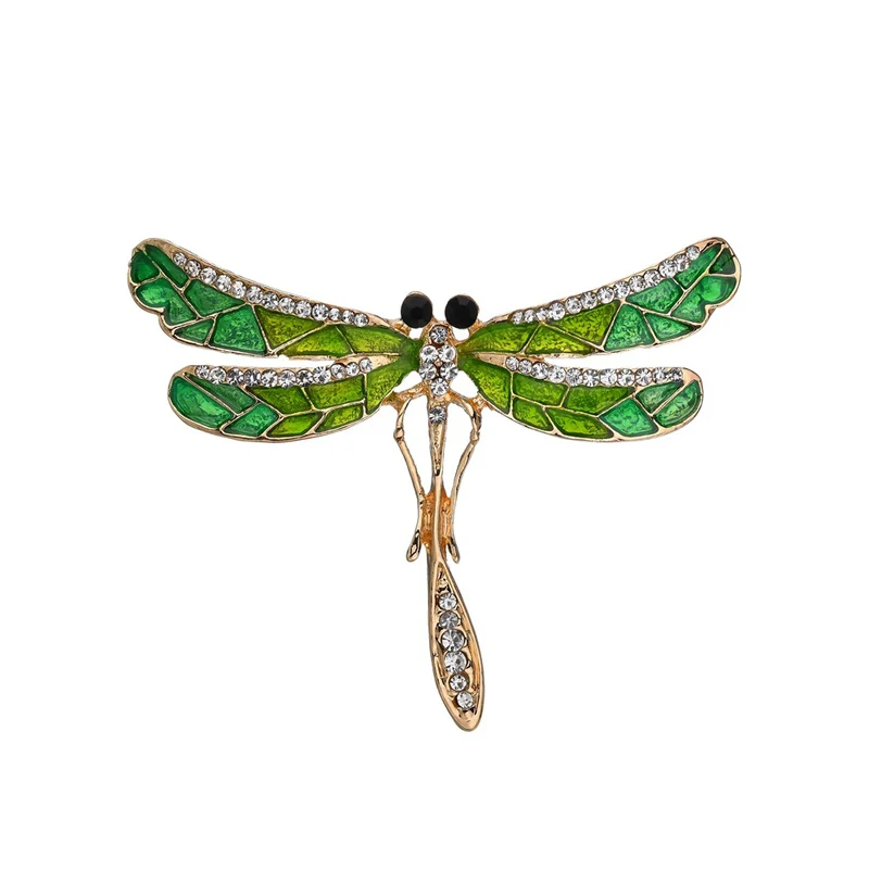 

2018 new style women coat brooches rhinestone dragonfly metal brooch custom insect brooch with crystal, Color