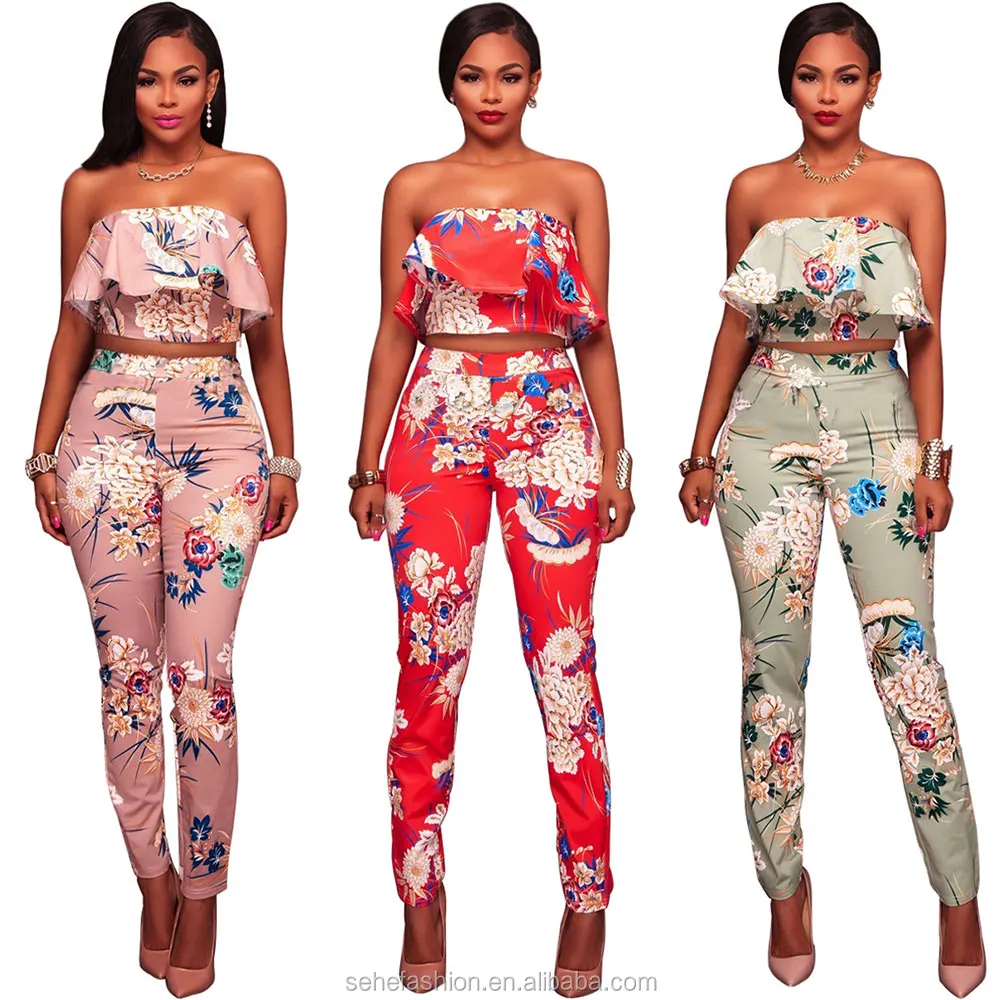 

new design women two piece suit China ladies off-shoulder jumpsuit prices
