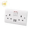 BS UK 13A dual USB wall outlet universal multi socket