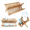 Commerical Green Kitchen Folding Wooden Bamboo Dish Rack