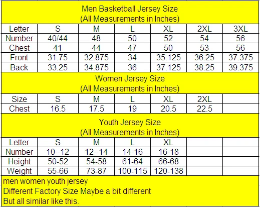 Size 40 Champion Nba Jersey Size Chart