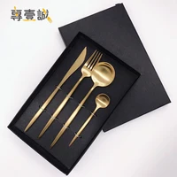 

Premium Portugal 304 stainless steel gold flatware set knife fork spoon