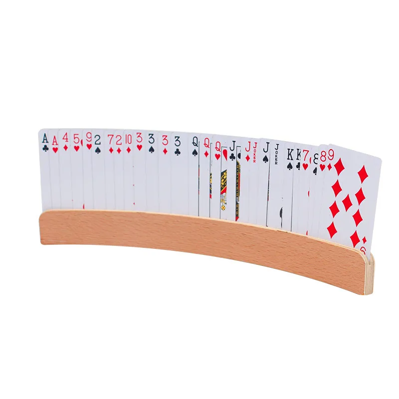 GrowUpSmart Set Wooden Playing Card Holders in Curved Design - 19.6" Size for Kids, Adults and Seniors Alike