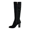 2019 Black comfortable suede knee high quality ladies PU leather long boots