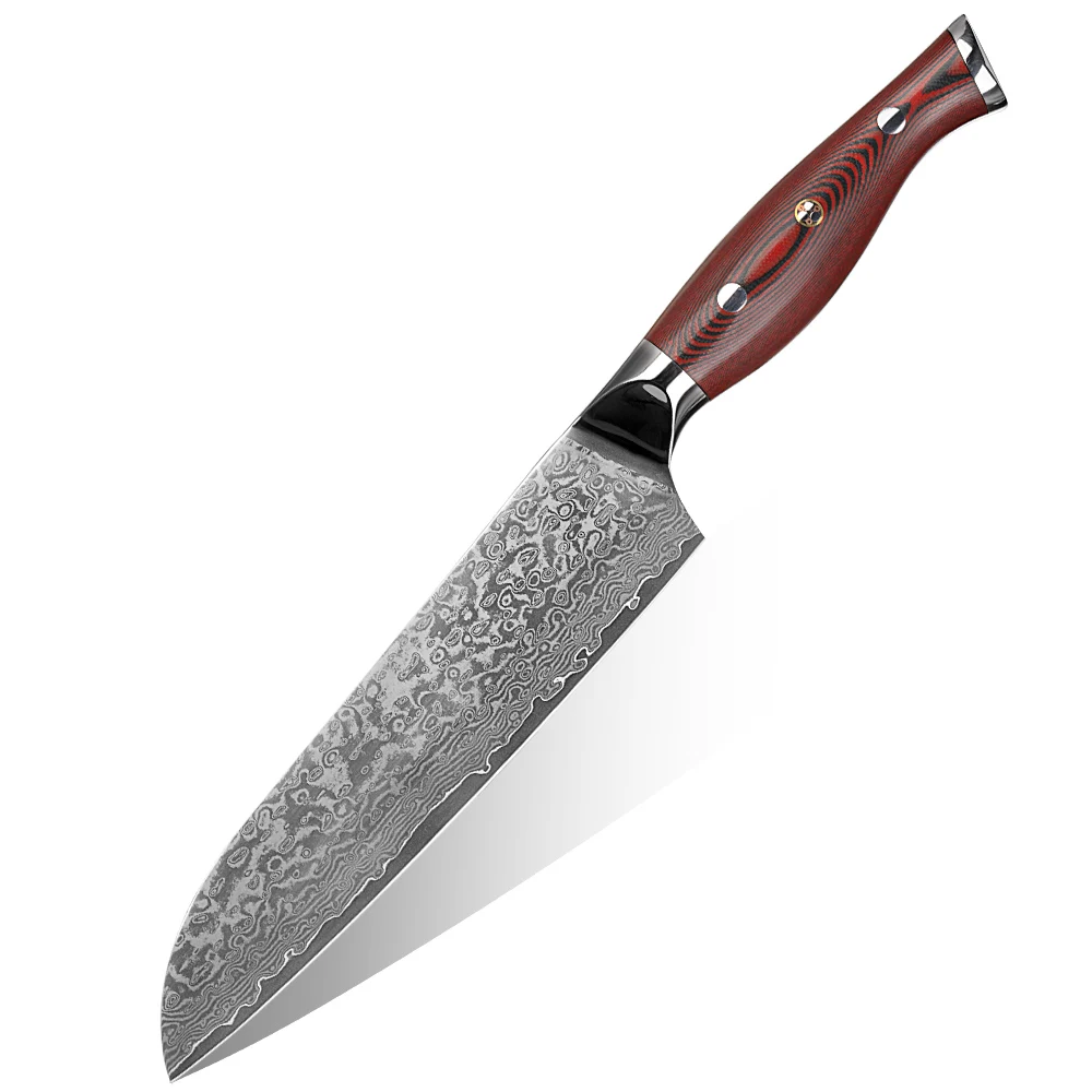 

Kitchen 7 Inch Santoku Chef Knife with Damascus Steel Blade