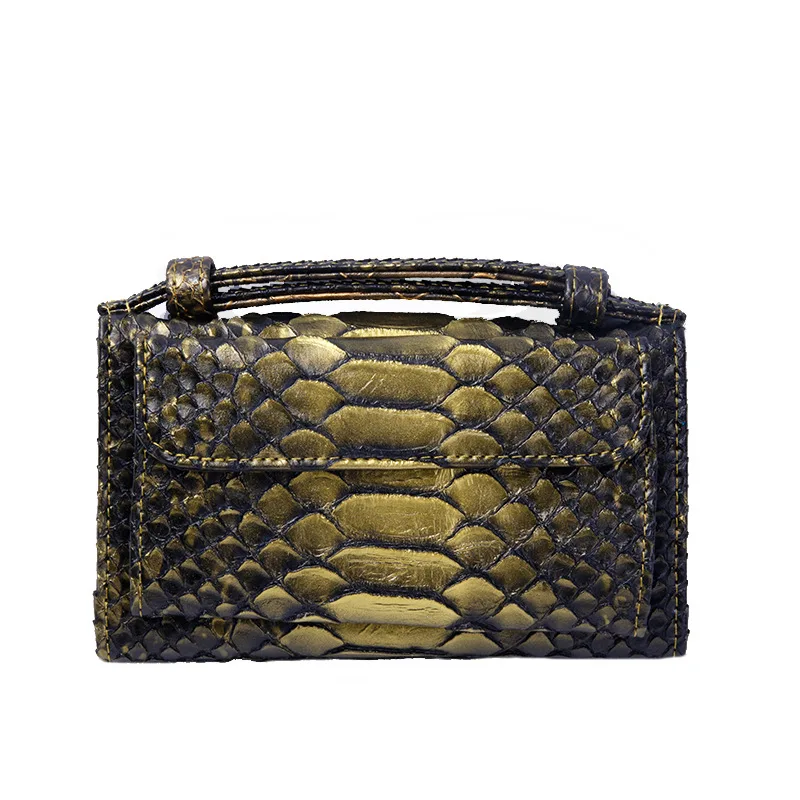 

100% Genuine Leather Bag Python Pattern Handbag Luxury Brand Snakeskin Clutch Designer Shoulder Cross Body Bag