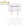 Personality Double Five-pointed Star Design Cell Wall Lines Stud Earrings