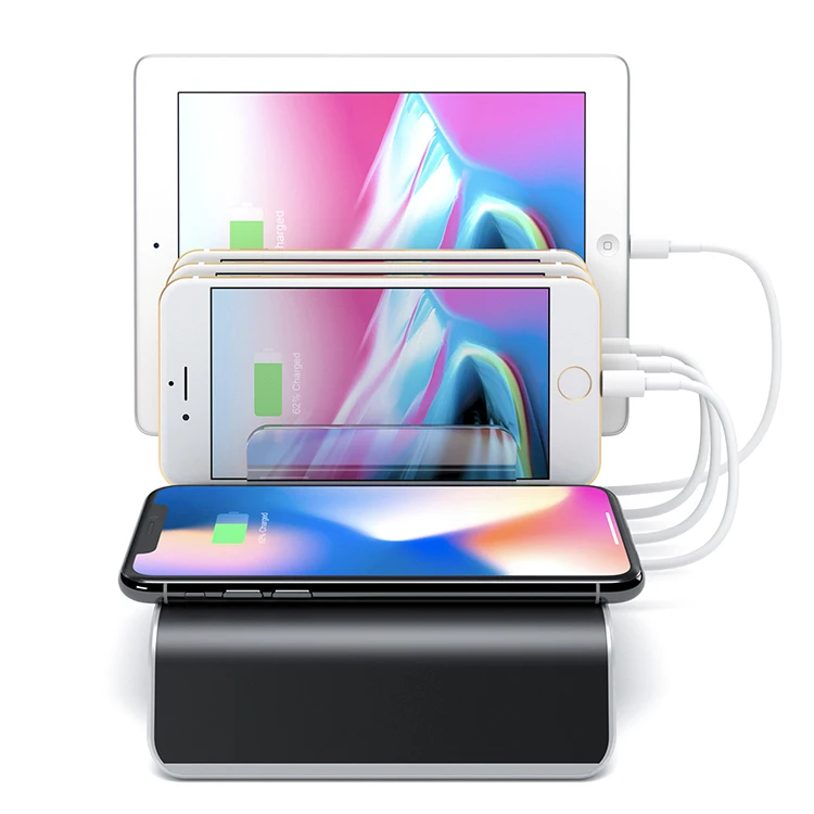 

4 Ports 3 in 1 Multi Wireless Mobile Phone Charging Station, White