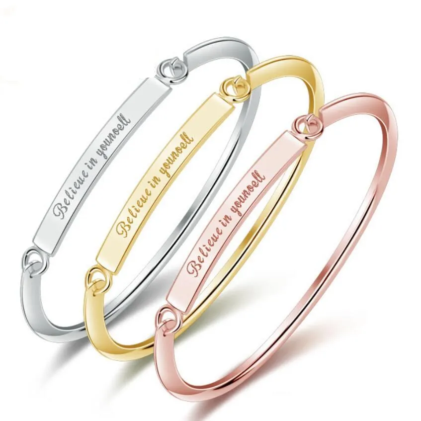 

2018 New Fashion believeinYourself bracelet gold color, silver color, rose gold color bracelet