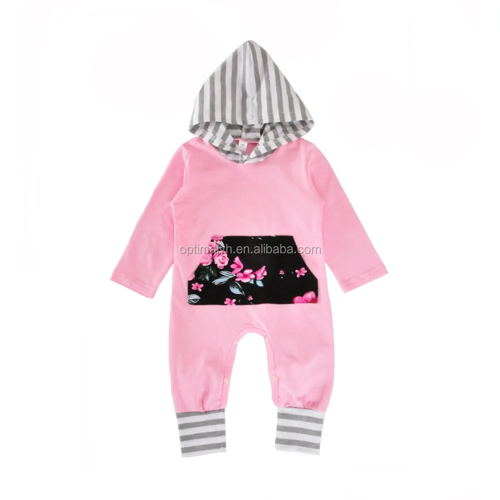 

Baby Boy Romper Long Sleeve pink Floral Hooded Newborn Rompers Clothes Spring Printed Kids Infant, Picture