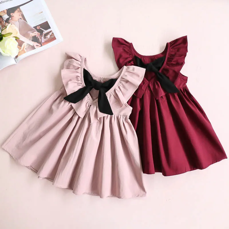 

Summer Kids new baby child girl bow pleated dorsal skirt dress, Pic