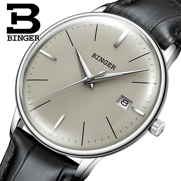 

BINGER 5078 L Automatic Movement Mechanical Watch relogio masculino Fashion Business Black Leather strap Wristwatch