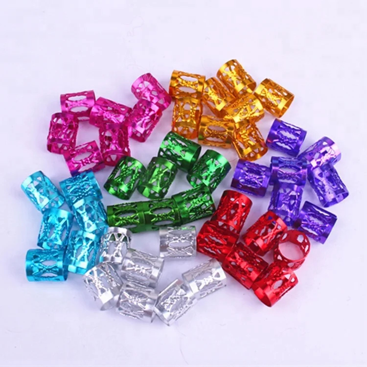 High Quality 8*9mm 5pcs/Pack Multiple Color Metal Clip Cuff Of Dreadlocks Hair Beads For Braids