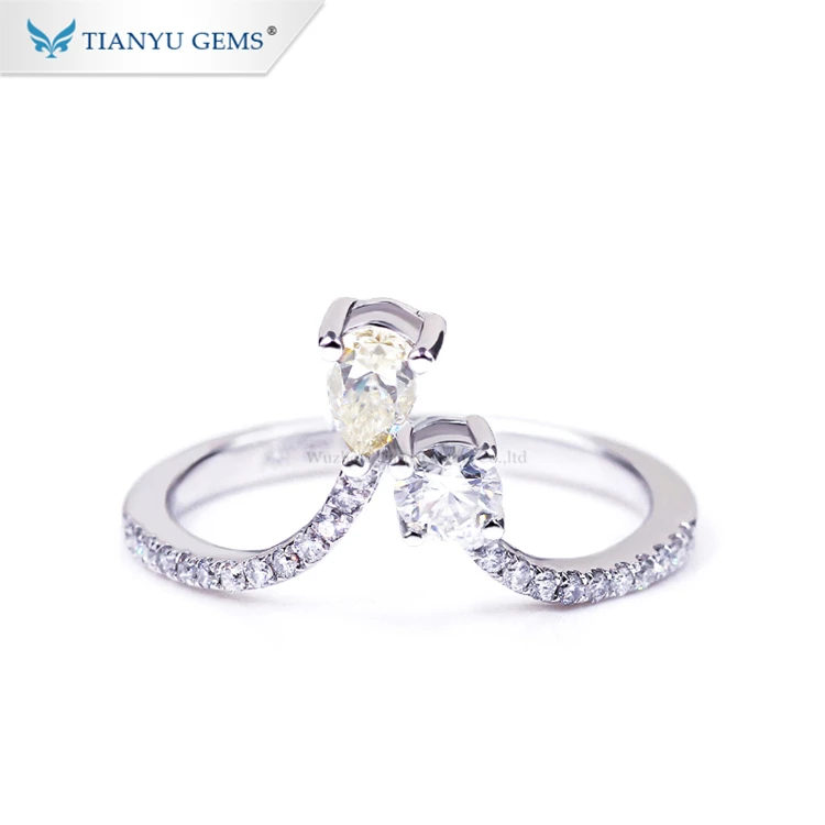 vTianyu gems fashion irregular cheap jewellery 925 sterling silver gold plated moissanite ring for women [.jpg