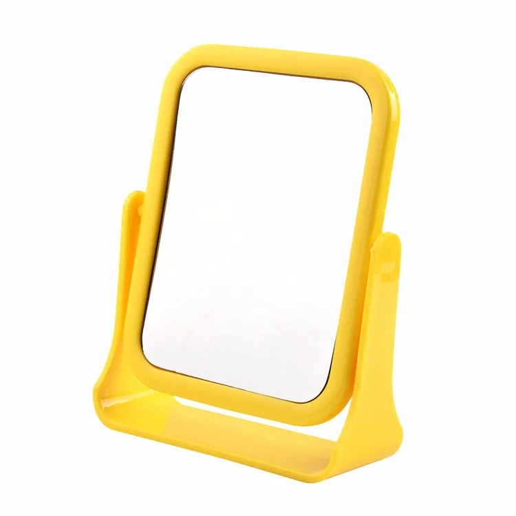 Customizable Rectangular Plastic Tabletop Makeup Mirror With 360 Degree