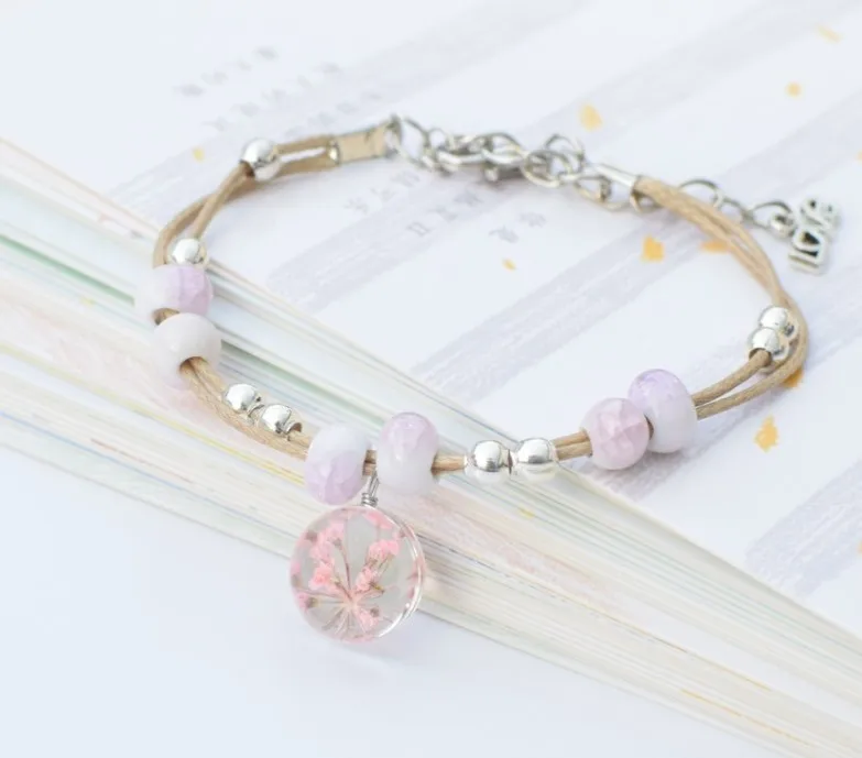 

Japan and South Korea simple dried flower bracelet melting pure jewelry gift bracelet, Multicolor
