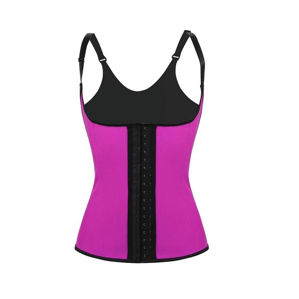 

3 hooks Adjustable shoulder straps latex girdle vest, Pink, purple, blue, black