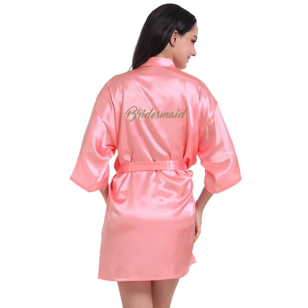 

Short Kimono Stain Robe Bathrobes for Women with DIY Gold Glitter for Maid of Honor &Bride, Bridal Wedding Robes Woman Bathrobes