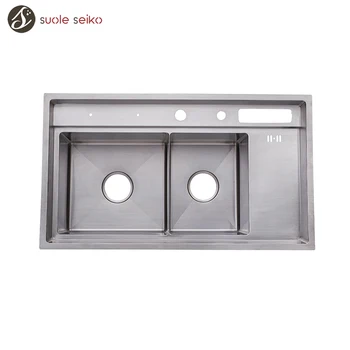 Chinese Ready Made Double Stainless Steel 201 304 Ss Handmade Kitchen Sink With Drainboard Buy Kitchen Sink With Drainboard 304 Ss Handmade Kitchen