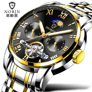 2018 NOBJN New Design High end Men Wrist Watches Golden Fashion Automatic Mechanical Watches 2