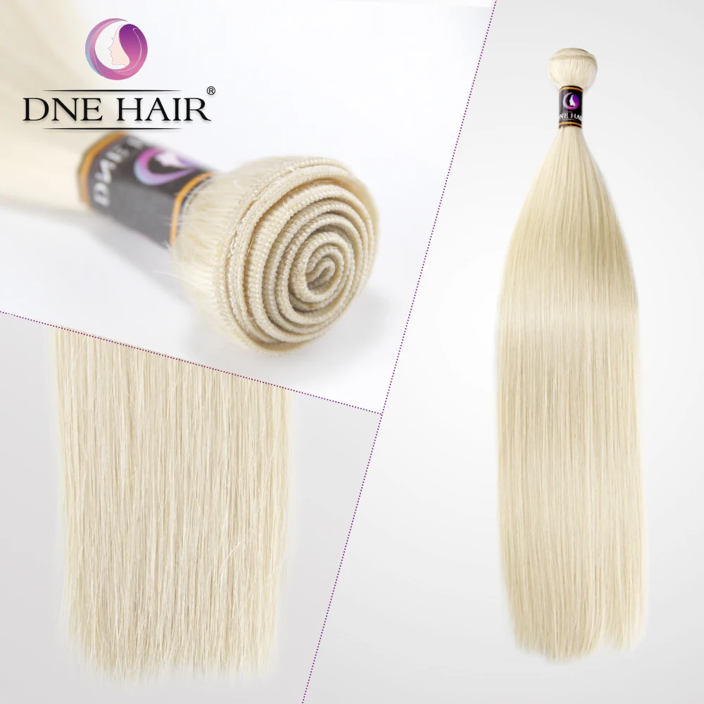 

Quality 100% Remy Virgin light Blonde Hair Weave Human Double Weft Hair Extensions, #613