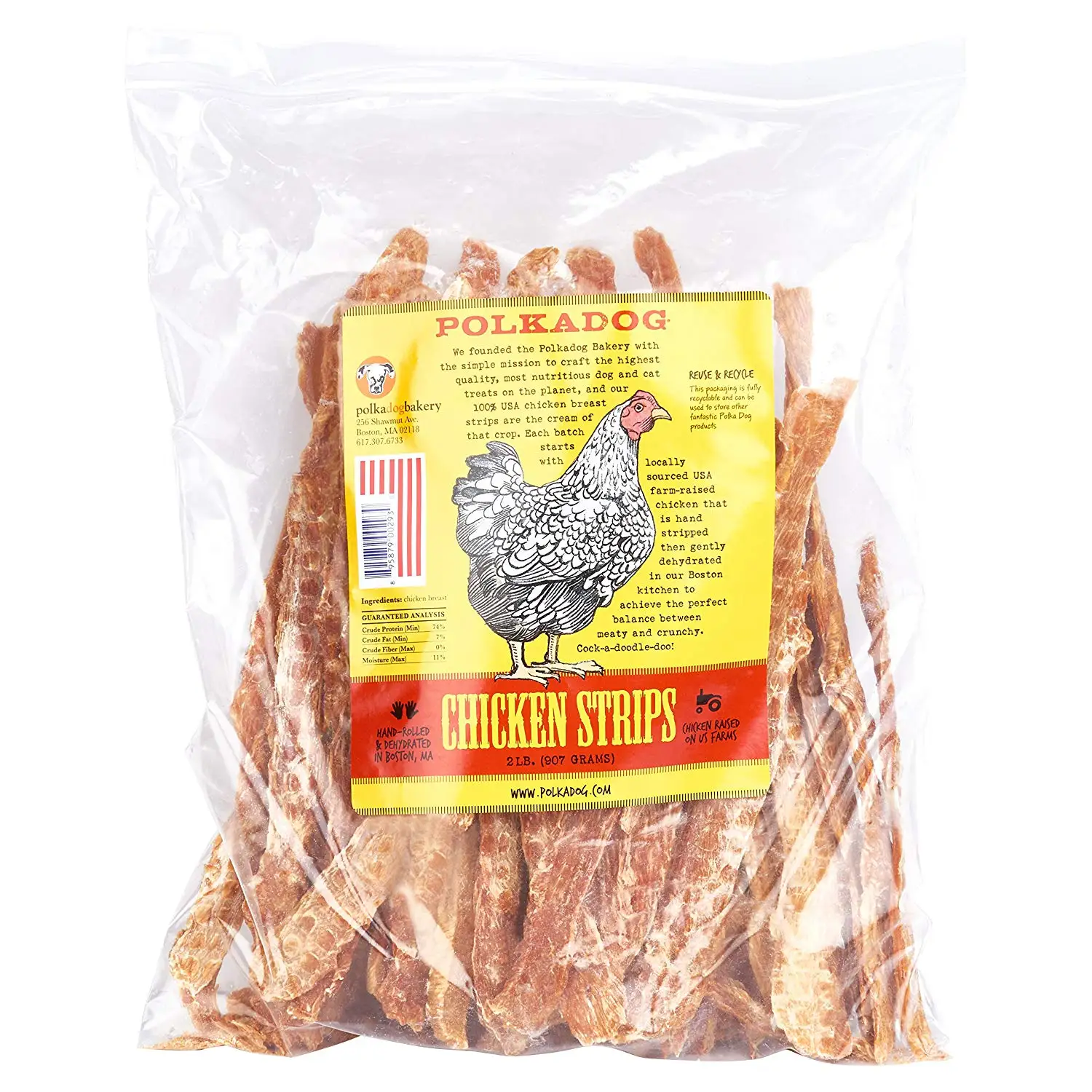 Polka Dog Bakery Chicken Strip Jerky Dog Treat, 2-Pound