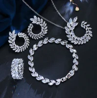 

4 In 1 High Quality Cubic Zirconia Grace Oval Branch Party Anniversary Wedding Evening Dress accessories Bridal jewelry Sets